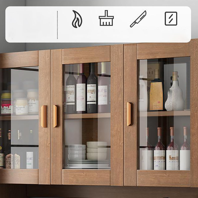 Modern Wood Dining Hutch Glass Doors Display Cabinet with Doors for Dining Room Clearhalo 'Display & China Cabinets' 'display_china_cabinets' 'furn' 'furn_display_china_cabinets' 'Furniture' 'Kitchen & Dining Furniture' 6588447