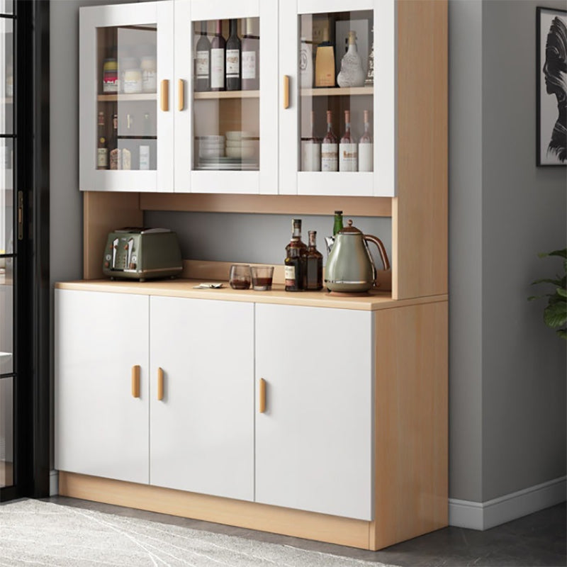 Modern Wood Dining Hutch Glass Doors Display Cabinet with Doors for Dining Room Clearhalo 'Display & China Cabinets' 'display_china_cabinets' 'furn' 'furn_display_china_cabinets' 'Furniture' 'Kitchen & Dining Furniture' 6588448