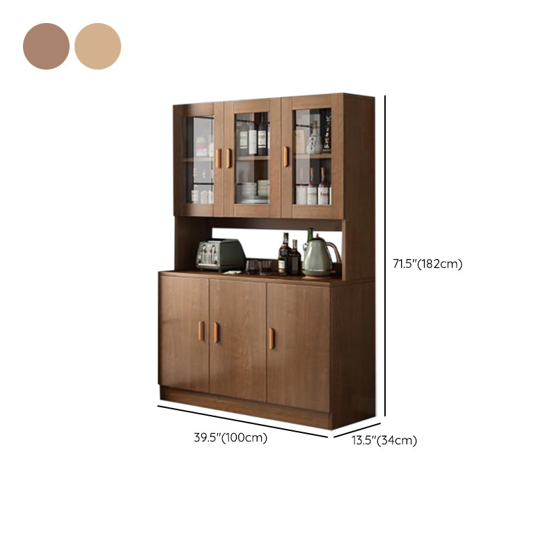 Modern Wood Dining Hutch Glass Doors Display Cabinet with Doors for Dining Room Clearhalo 'Display & China Cabinets' 'display_china_cabinets' 'furn' 'furn_display_china_cabinets' 'Furniture' 'Kitchen & Dining Furniture' 6588450
