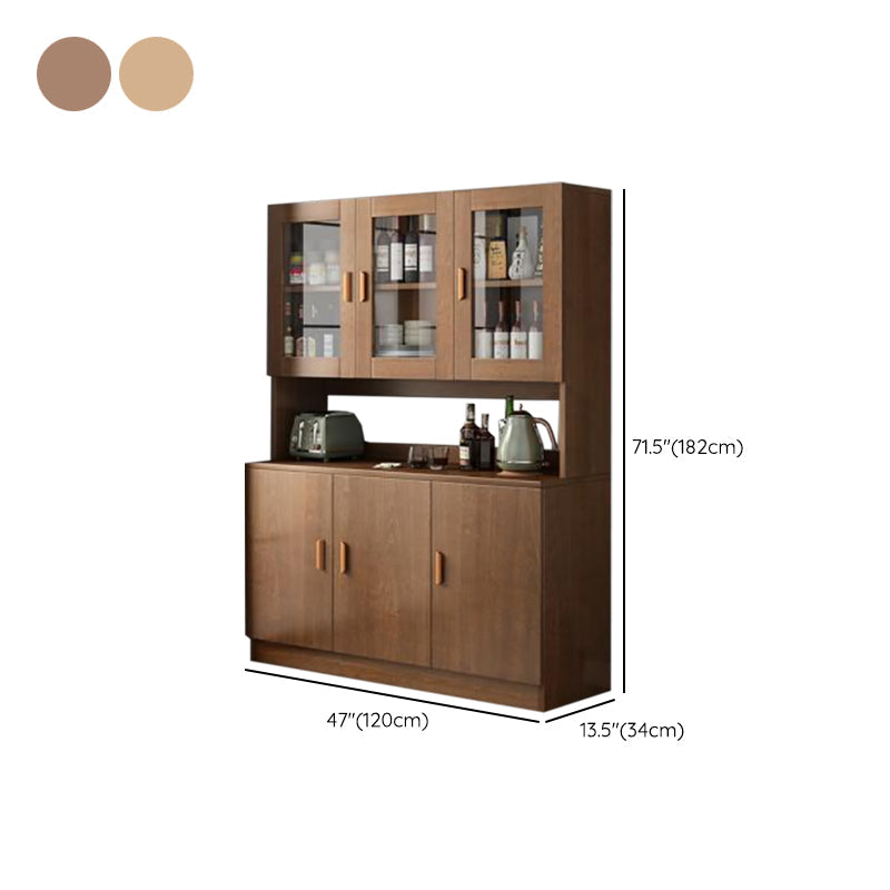 Modern Wood Dining Hutch Glass Doors Display Cabinet with Doors for Dining Room Clearhalo 'Display & China Cabinets' 'display_china_cabinets' 'furn' 'furn_display_china_cabinets' 'Furniture' 'Kitchen & Dining Furniture' 6588451