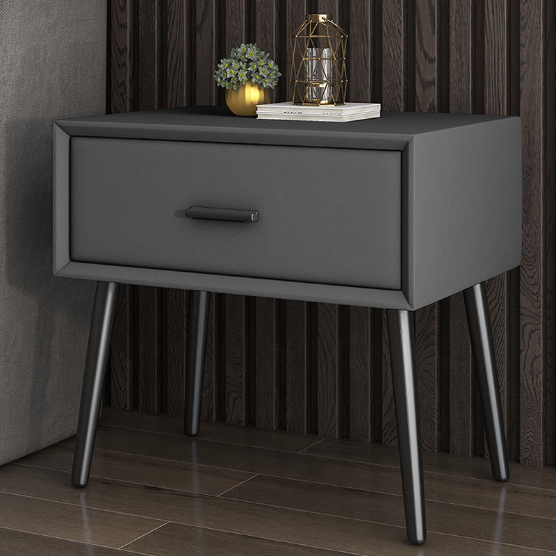 Contemporary Bed Nightstand Solid Wood Bedside Cabinet with Drawer Dark Gray 1 Piece Clearhalo 'Bedroom Furniture' 'furn' 'furn_night_stand' 'Furniture' 'night_stand' 'Nightstands' 6589117
