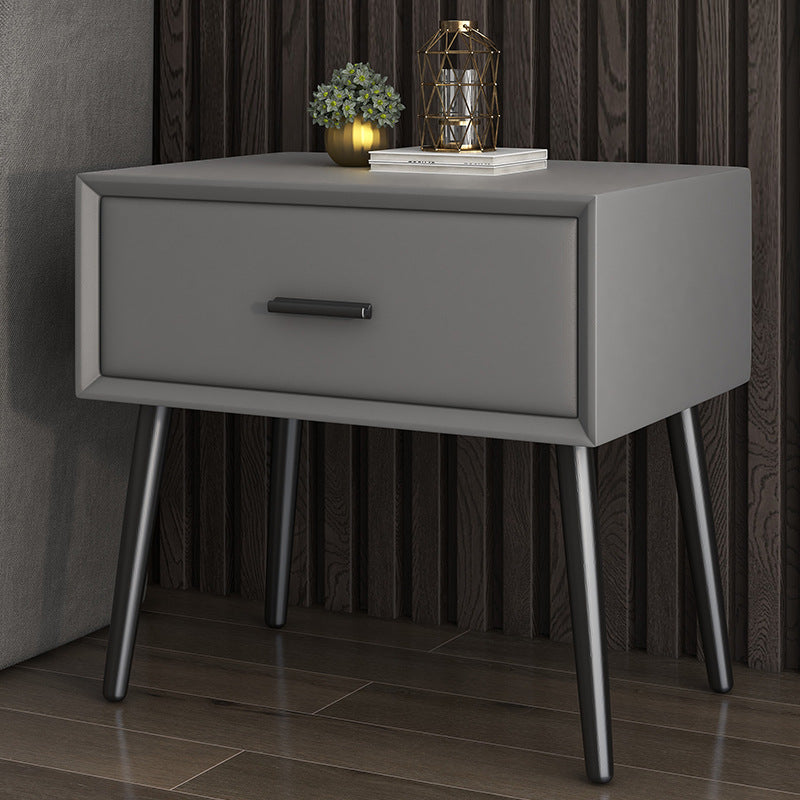 Contemporary Bed Nightstand Solid Wood Bedside Cabinet with Drawer Light Gray 1 Piece Clearhalo 'Bedroom Furniture' 'furn' 'furn_night_stand' 'Furniture' 'night_stand' 'Nightstands' 6589118