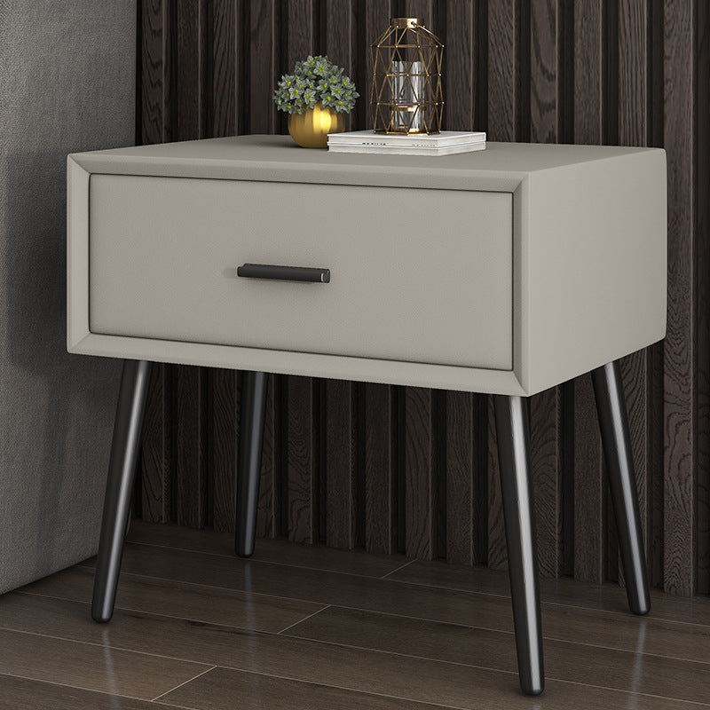 Contemporary Bed Nightstand Solid Wood Bedside Cabinet with Drawer Khaki 1 Piece Clearhalo 'Bedroom Furniture' 'furn' 'furn_night_stand' 'Furniture' 'night_stand' 'Nightstands' 6589121