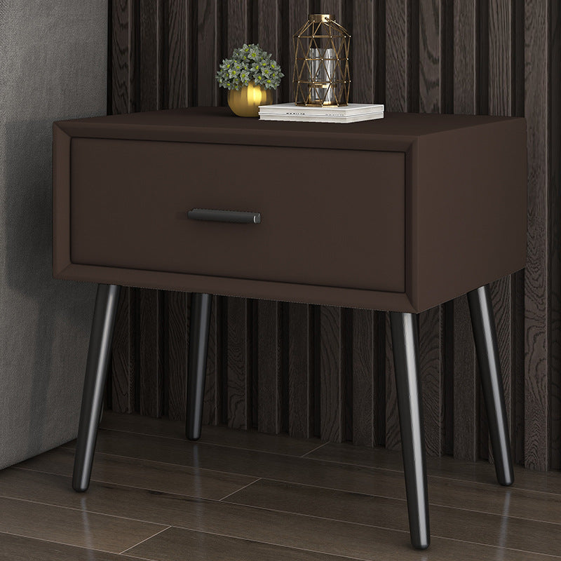 Contemporary Bed Nightstand Solid Wood Bedside Cabinet with Drawer Coffee 1 Piece Clearhalo 'Bedroom Furniture' 'furn' 'furn_night_stand' 'Furniture' 'night_stand' 'Nightstands' 6589123