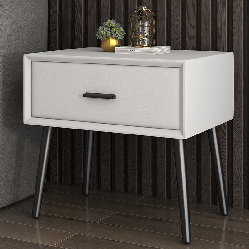 Contemporary Bed Nightstand Solid Wood Bedside Cabinet with Drawer Off-White 1 Piece Clearhalo 'Bedroom Furniture' 'furn' 'furn_night_stand' 'Furniture' 'night_stand' 'Nightstands' 6589130