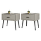 Contemporary Bed Nightstand Solid Wood Bedside Cabinet with Drawer Khaki 2 Piece Set Clearhalo 'Bedroom Furniture' 'furn' 'furn_night_stand' 'Furniture' 'night_stand' 'Nightstands' 6589140