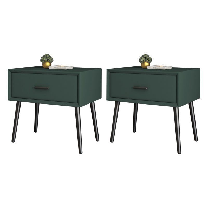 Contemporary Bed Nightstand Solid Wood Bedside Cabinet with Drawer Blackish Green 2 Piece Set Clearhalo 'Bedroom Furniture' 'furn' 'furn_night_stand' 'Furniture' 'night_stand' 'Nightstands' 6589146
