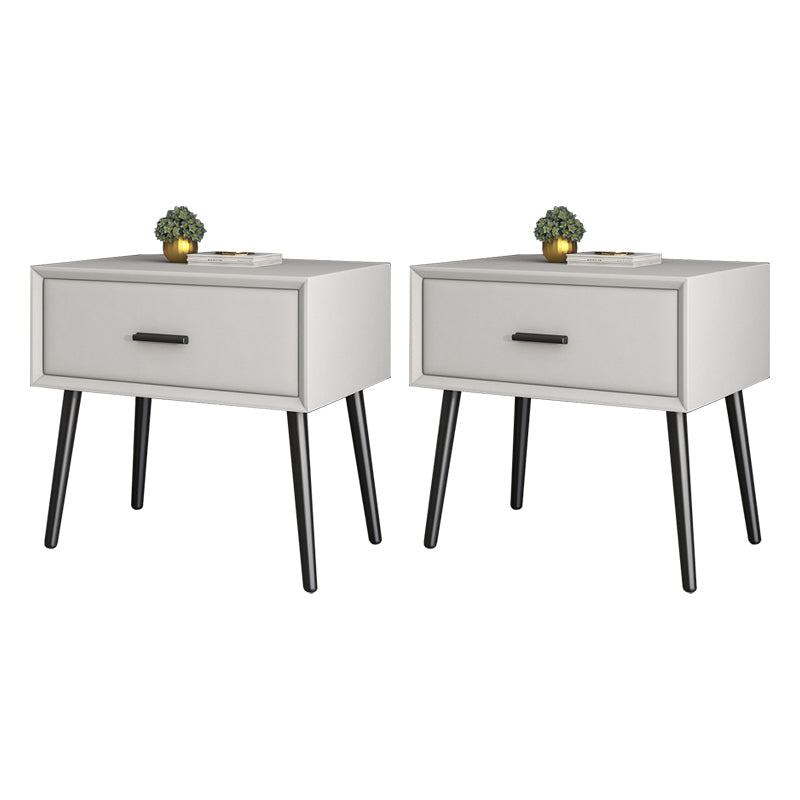 Contemporary Bed Nightstand Solid Wood Bedside Cabinet with Drawer Off-White 2 Piece Set Clearhalo 'Bedroom Furniture' 'furn' 'furn_night_stand' 'Furniture' 'night_stand' 'Nightstands' 6589148