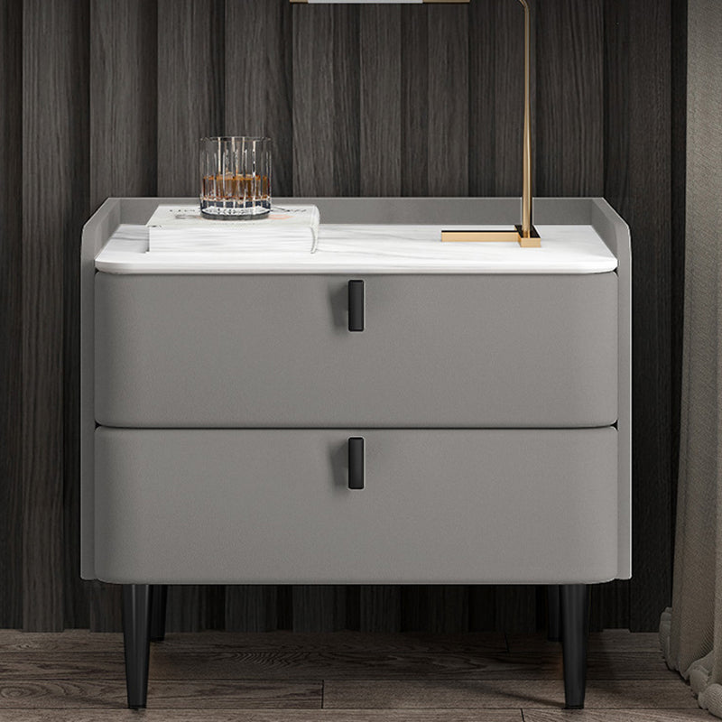 2 cajones Mesa nocturna Mesa de acento moderno .19 "de alto