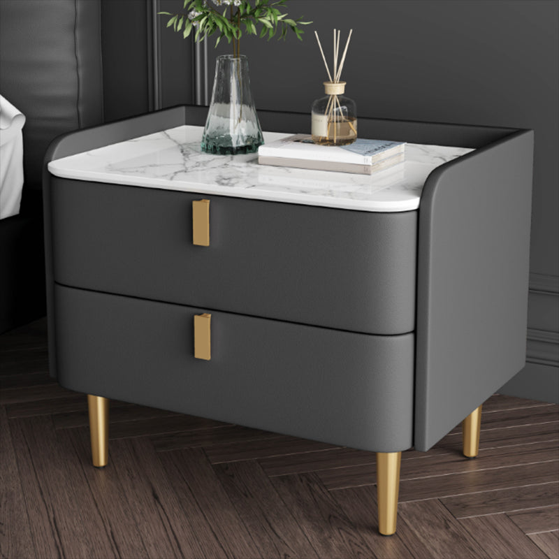 2 cajones Mesa nocturna Mesa de acento moderno .19 "de alto