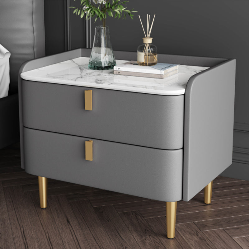 2 cajones Mesa nocturna Mesa de acento moderno .19 "de alto