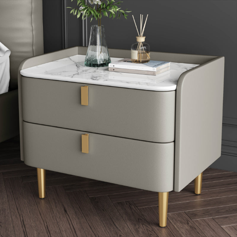 2 cajones Mesa nocturna Mesa de acento moderno .19 "de alto