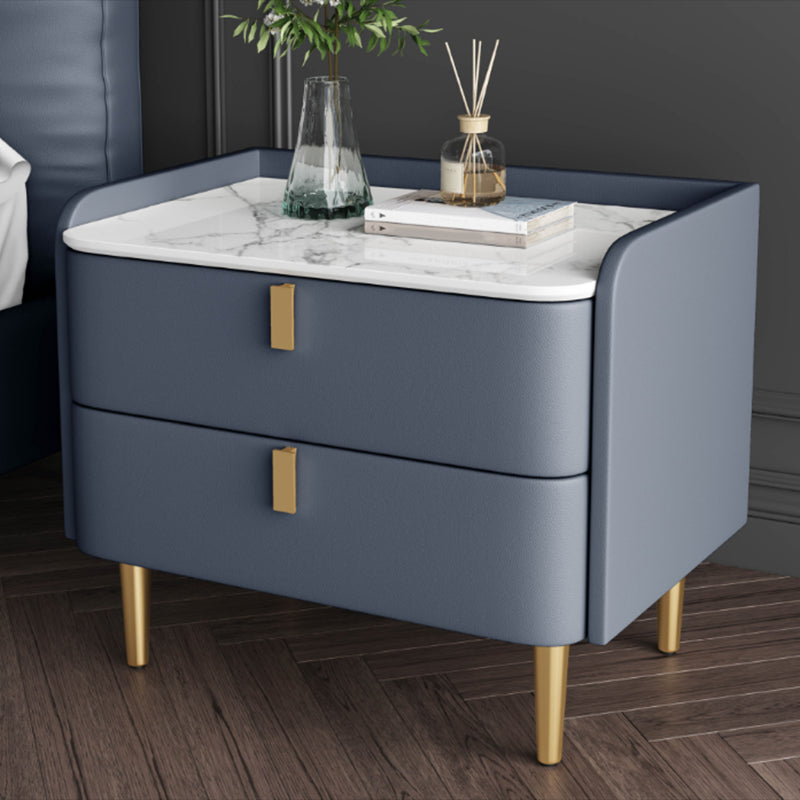 2 cajones Mesa nocturna Mesa de acento moderno .19 "de alto