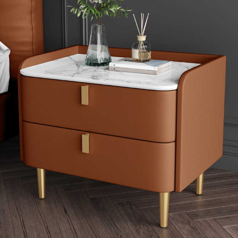 2 cajones Mesa nocturna Mesa de acento moderno .19 "de alto