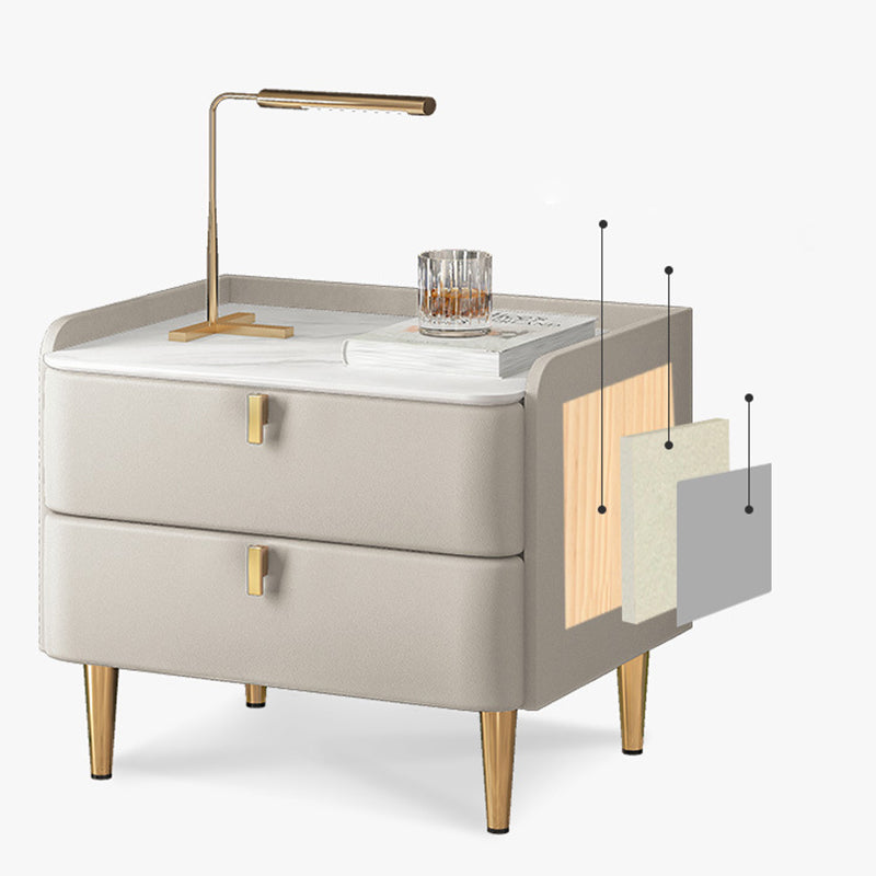 2 cajones Mesa nocturna Mesa de acento moderno .19 "de alto