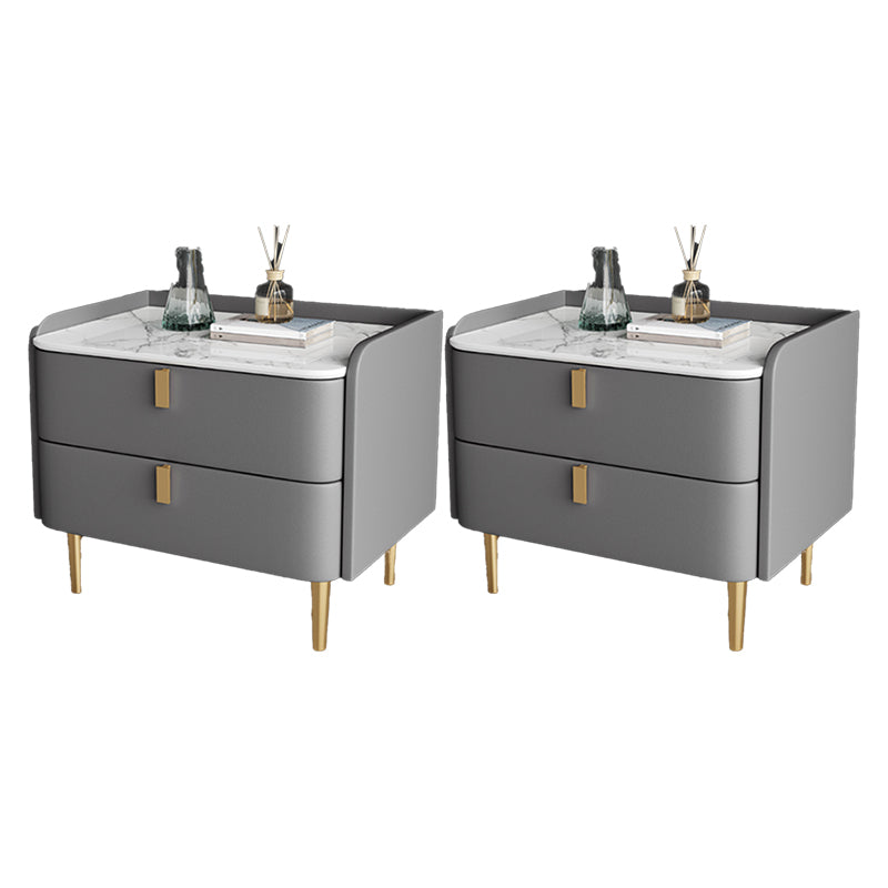 2 cajones Mesa nocturna Mesa de acento moderno .19 "de alto