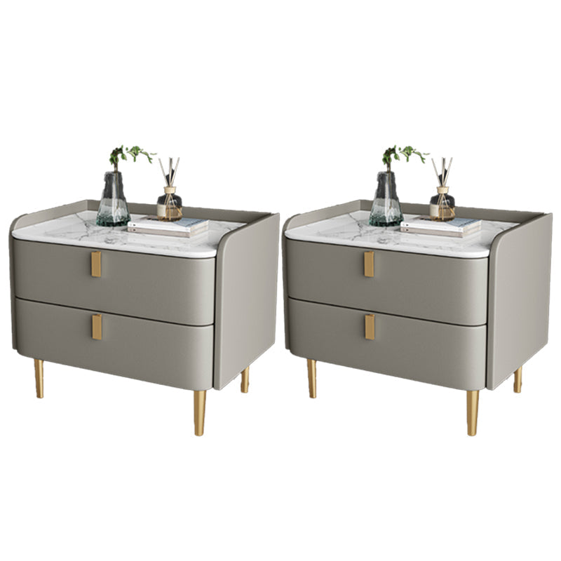 2 cajones Mesa nocturna Mesa de acento moderno .19 "de alto