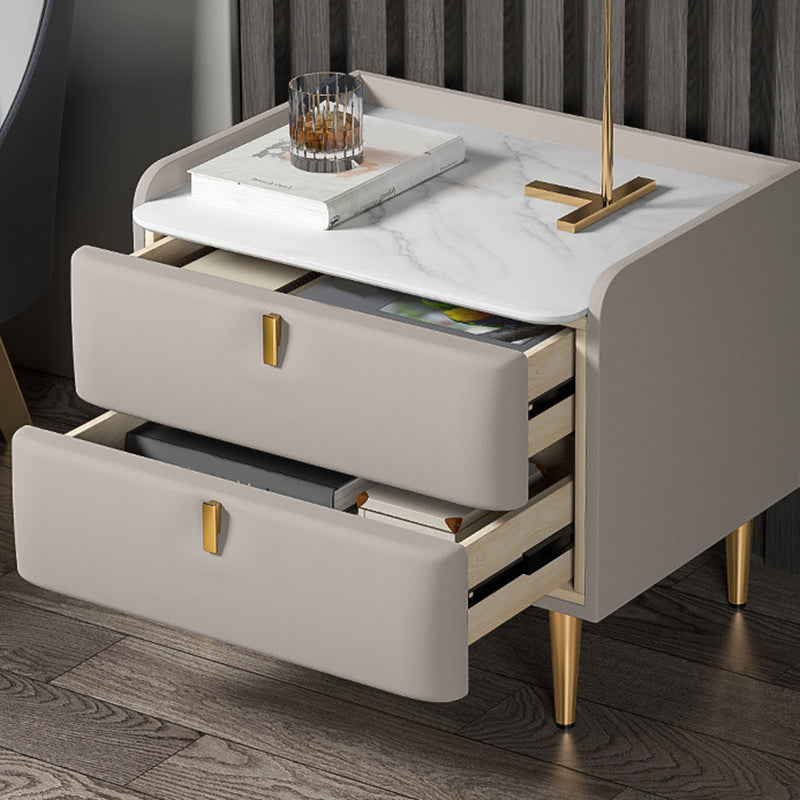 2 cajones Mesa nocturna Mesa de acento moderno .19 "de alto