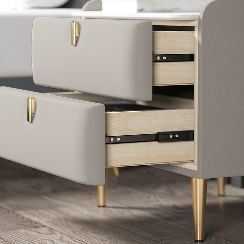 2 cajones Mesa nocturna Mesa de acento moderno .19 "de alto