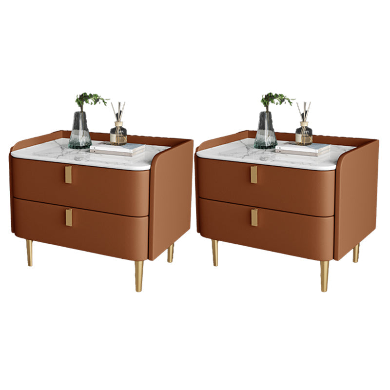 2 cajones Mesa nocturna Mesa de acento moderno .19 "de alto