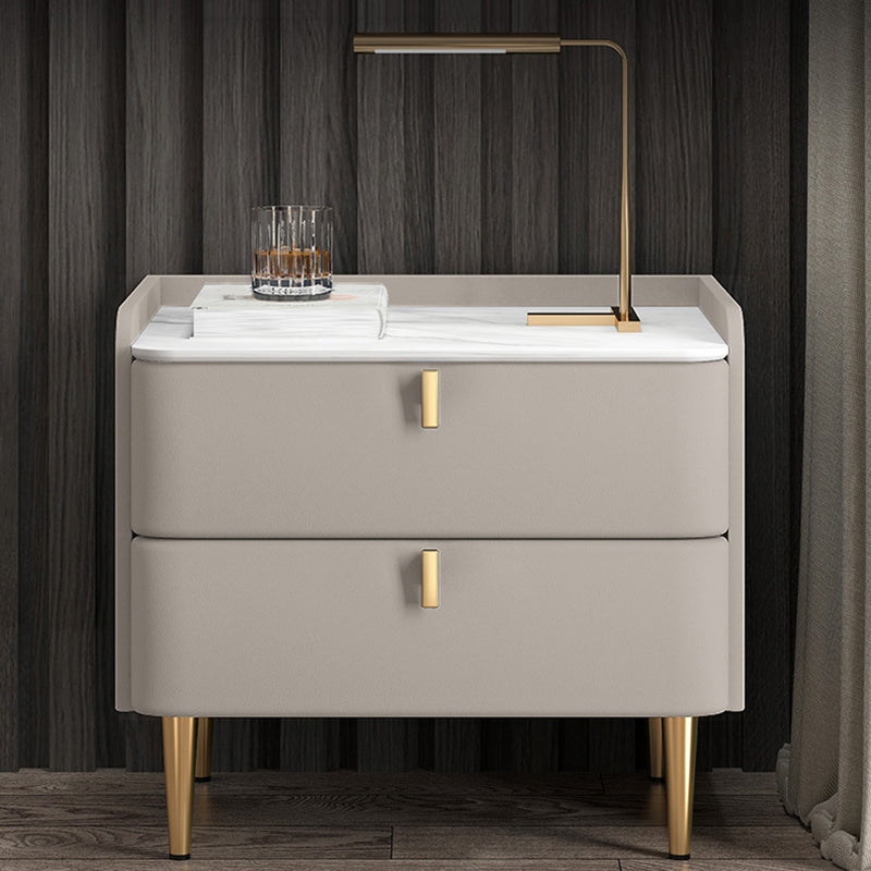 2 cajones Mesa nocturna Mesa de acento moderno .19 "de alto