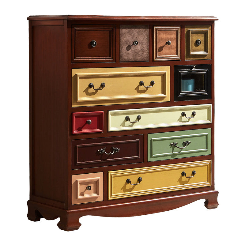 Coastal Storage Chest Dresser Solid Wood Storage Chest with Drawers and Doors