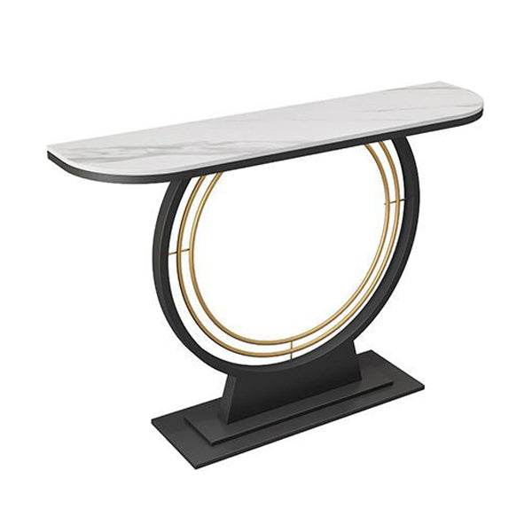 31.5" Tall Hall Console Table Stone Rectangle Accent Table with Abstract Base Clearhalo 'Console Tables' 'console_tables' 'Entry & Mudroom Furniture' 'furn' 'furn_console_tables' 'Furniture' 6589546