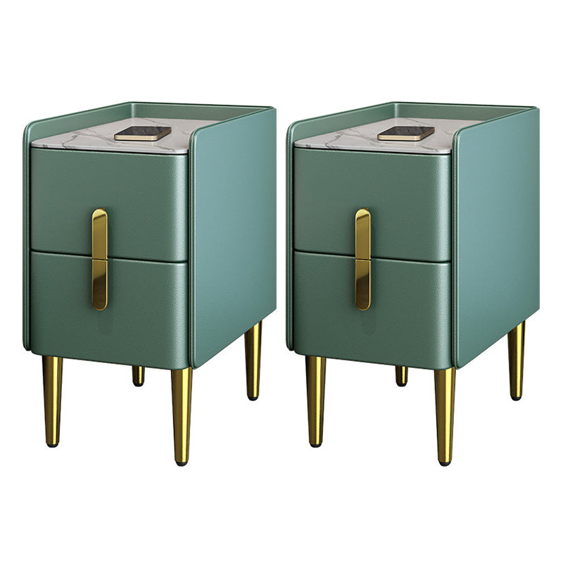 3 Drawers Contemporary Nightstand Solid Wood Night Table ,19.7" Tall Green 2 Piece Set Clearhalo 'Bedroom Furniture' 'furn' 'furn_night_stand' 'Furniture' 'night_stand' 'Nightstands' 6589791