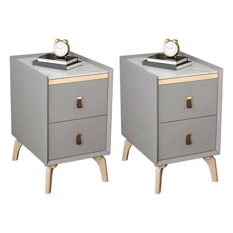 引き出し付きのモダンなベッドナイトスタンドストーンアクセントテーブルナイトスタンド