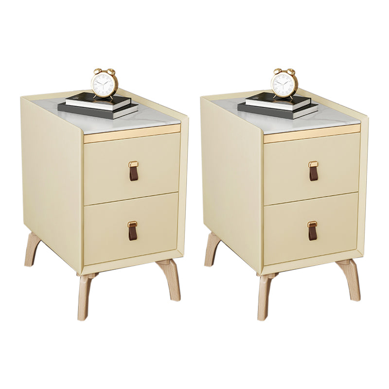 引き出し付きのモダンなベッドナイトスタンドストーンアクセントテーブルナイトスタンド