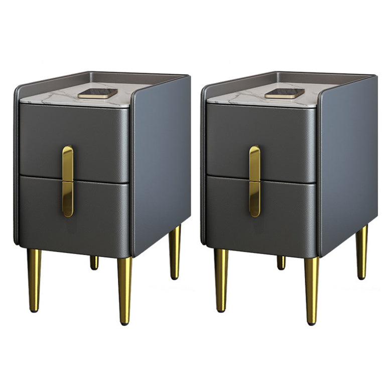 3 Drawers Contemporary Nightstand Solid Wood Night Table ,19.7" Tall Dark Gray 2 Piece Set Clearhalo 'Bedroom Furniture' 'furn' 'furn_night_stand' 'Furniture' 'night_stand' 'Nightstands' 6589830