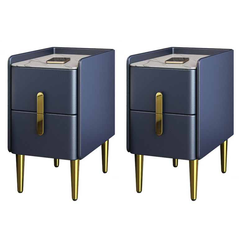 3 Drawers Contemporary Nightstand Solid Wood Night Table ,19.7" Tall Blue 2 Piece Set Clearhalo 'Bedroom Furniture' 'furn' 'furn_night_stand' 'Furniture' 'night_stand' 'Nightstands' 6589831