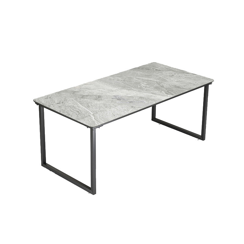 Stone Rectangular Writing Desk Modern 29.53" Tall Office Desk with Sled Base Gray-White Clearhalo 'furn' 'furn_office_desk' 'Furniture' 'Office Desks' 'Office Furniture' 'office_desk' 6589867