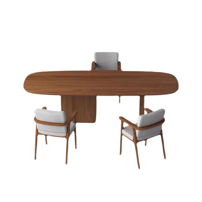 Modern Oval Office Desk Solid Wood Writing Desk for Home Office Red Brown Clearhalo 'furn' 'furn_office_desk' 'Furniture' 'Office Desks' 'Office Furniture' 'office_desk' 6589947