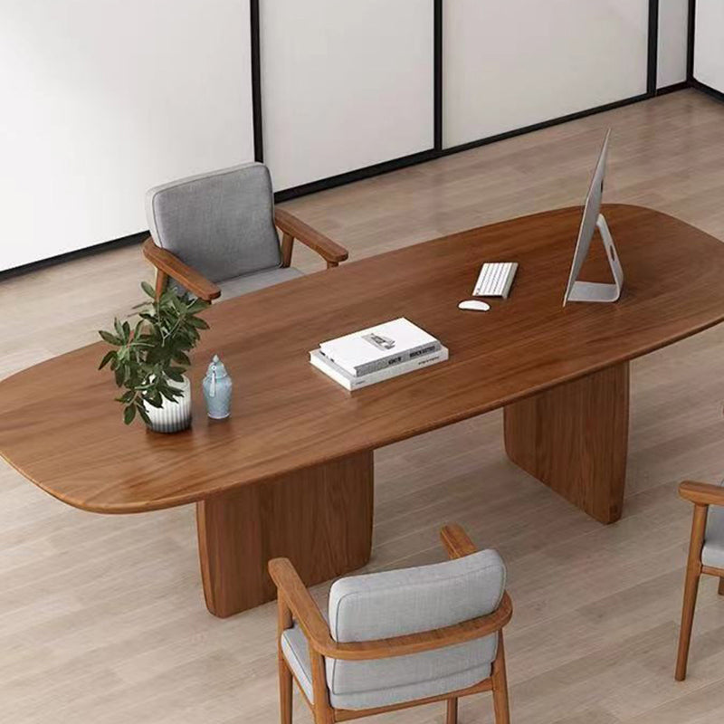 Modern Oval Office Desk Solid Wood Writing Desk for Home Office Clearhalo 'furn' 'furn_office_desk' 'Furniture' 'Office Desks' 'Office Furniture' 'office_desk' 6589948