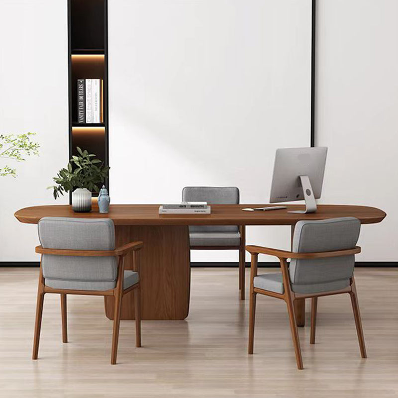 Modern Oval Office Desk Solid Wood Writing Desk for Home Office Clearhalo 'furn' 'furn_office_desk' 'Furniture' 'Office Desks' 'Office Furniture' 'office_desk' 6589952