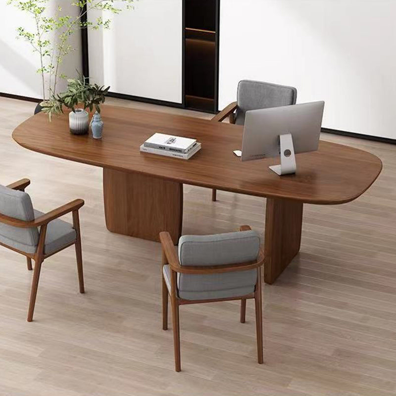 Modern Oval Office Desk Solid Wood Writing Desk for Home Office Clearhalo 'furn' 'furn_office_desk' 'Furniture' 'Office Desks' 'Office Furniture' 'office_desk' 6589953