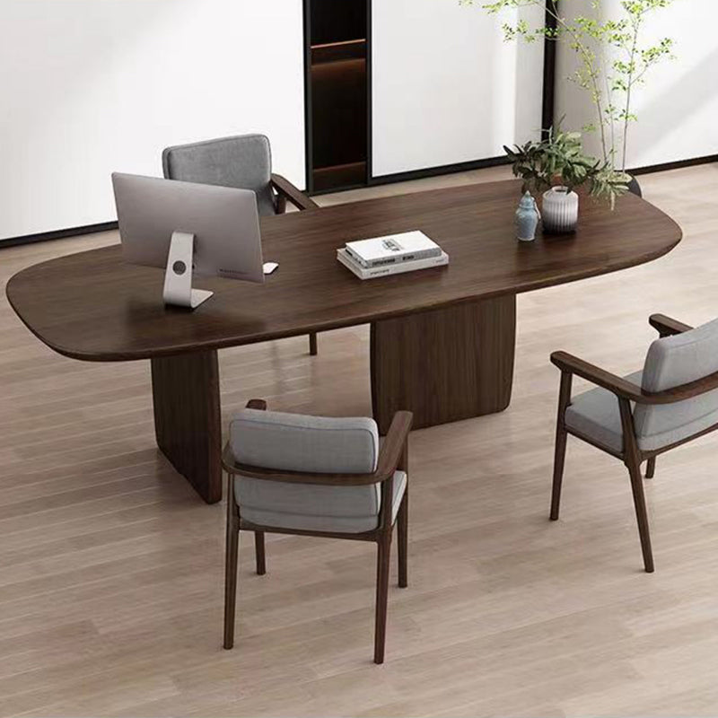 Modern Oval Office Desk Solid Wood Writing Desk for Home Office Clearhalo 'furn' 'furn_office_desk' 'Furniture' 'Office Desks' 'Office Furniture' 'office_desk' 6589954