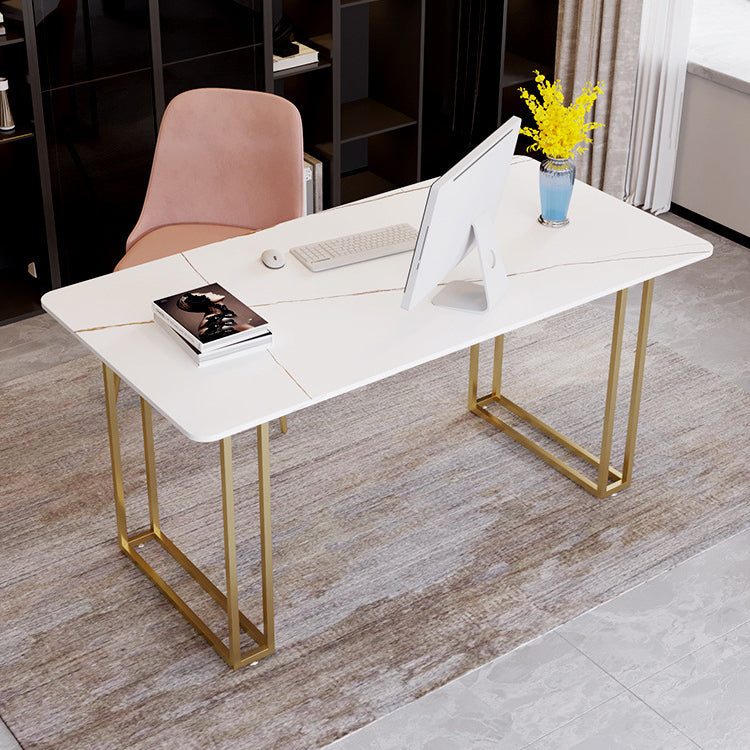 Scrivania di scrittura in pietra contemporanea da 29,53 pollici con 1 scrivania con 1 scaffale