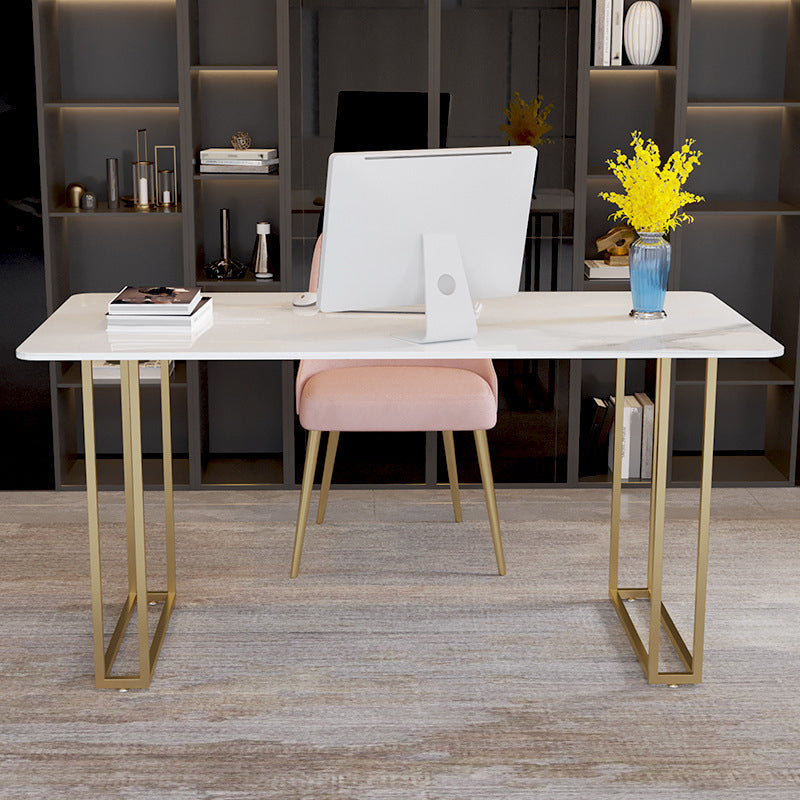 Scrivania di scrittura in pietra contemporanea da 29,53 pollici con 1 scrivania con 1 scaffale