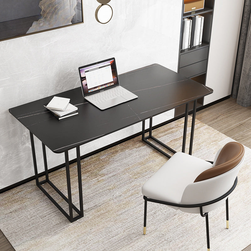 Scrivania di scrittura in pietra contemporanea da 29,53 pollici con 1 scrivania con 1 scaffale