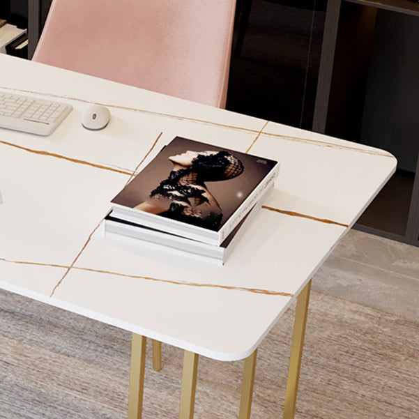 Scrivania di scrittura in pietra contemporanea da 29,53 pollici con 1 scrivania con 1 scaffale