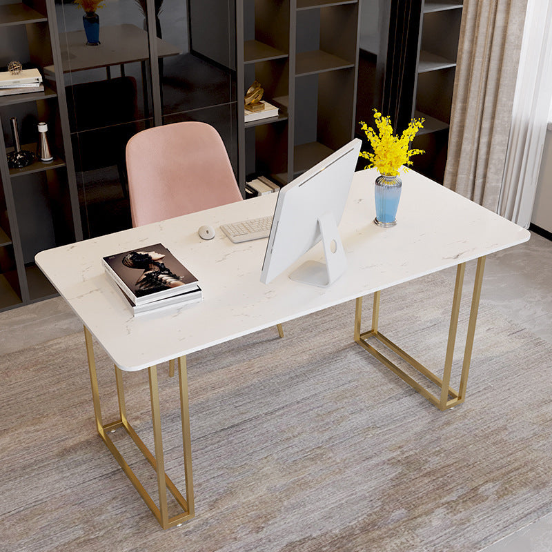 Scrivania di scrittura in pietra contemporanea da 29,53 pollici con 1 scrivania con 1 scaffale