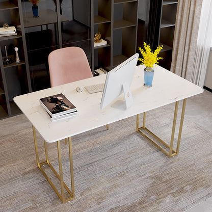 Scrivania di scrittura in pietra contemporanea da 29,53 pollici con 1 scrivania con 1 scaffale