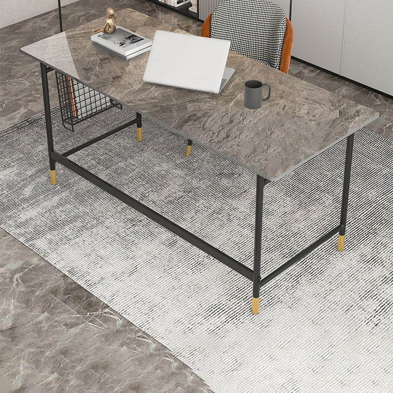 Glam Office Desk Antique Finish Computer Desk mit Metallbeinen