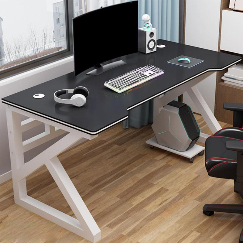 Contemporary Office Desk Antique Finish Wooden Computer Desk with Metal Legs White Black Clearhalo 'furn' 'furn_office_desk' 'Furniture' 'Office Desks' 'Office Furniture' 'office_desk' 6590132