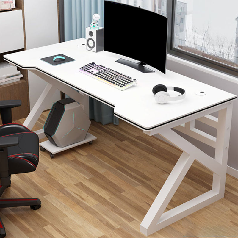 Contemporary Office Desk Antique Finish Wooden Computer Desk with Metal Legs White White Clearhalo 'furn' 'furn_office_desk' 'Furniture' 'Office Desks' 'Office Furniture' 'office_desk' 6590134