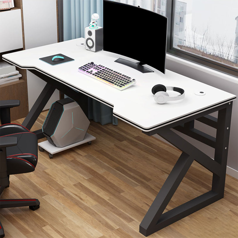 Contemporary Office Desk Antique Finish Wooden Computer Desk with Metal Legs Black White Clearhalo 'furn' 'furn_office_desk' 'Furniture' 'Office Desks' 'Office Furniture' 'office_desk' 6590135