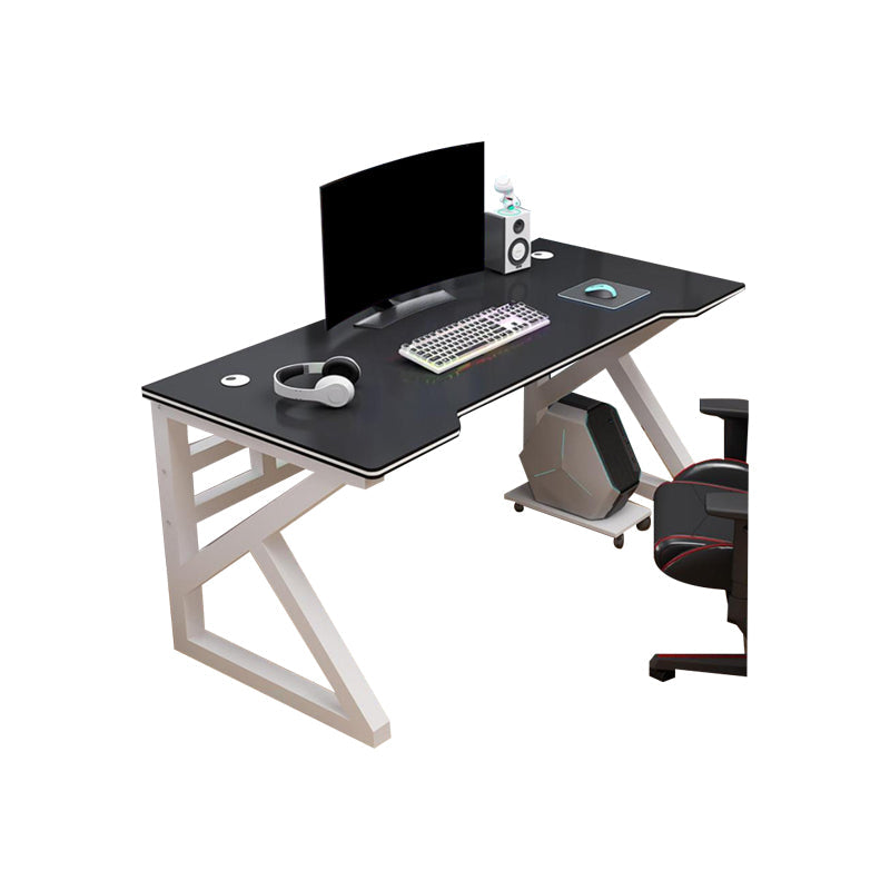 Contemporary Office Desk Antique Finish Wooden Computer Desk with Metal Legs Clearhalo 'furn' 'furn_office_desk' 'Furniture' 'Office Desks' 'Office Furniture' 'office_desk' 6590136