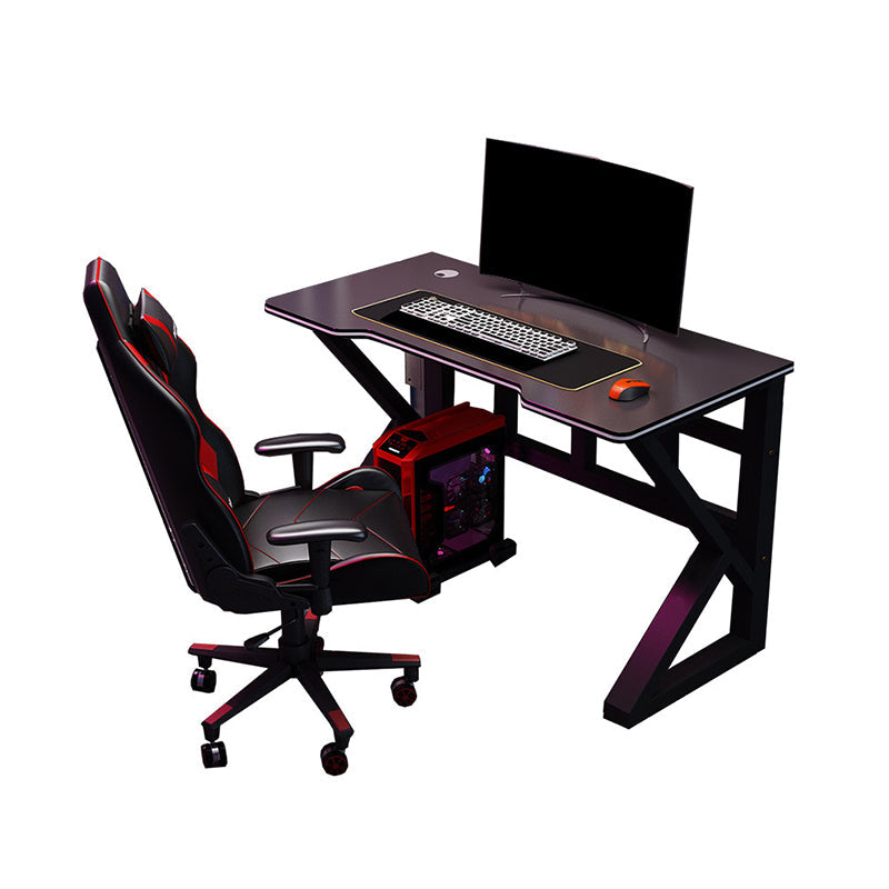 Contemporary Office Desk Antique Finish Wooden Computer Desk with Metal Legs Clearhalo 'furn' 'furn_office_desk' 'Furniture' 'Office Desks' 'Office Furniture' 'office_desk' 6590141